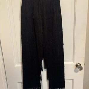 Black fringe pants
